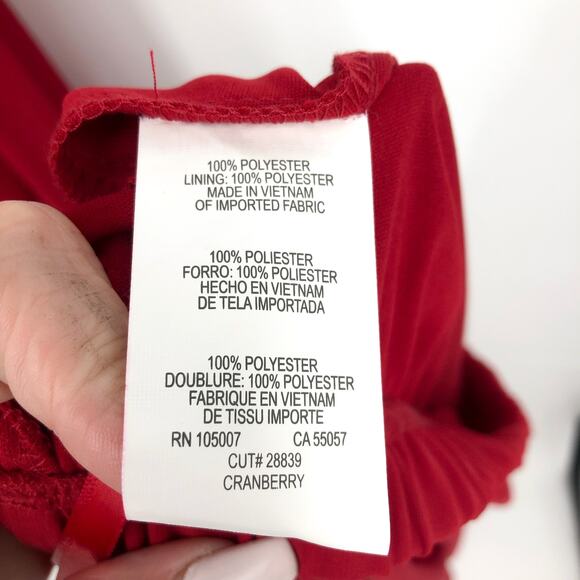 MARINA Womens V-Neck 3-Piece Pant Set Size 10 Red Cranberry Chiffon NWT - Picture 13 of 14